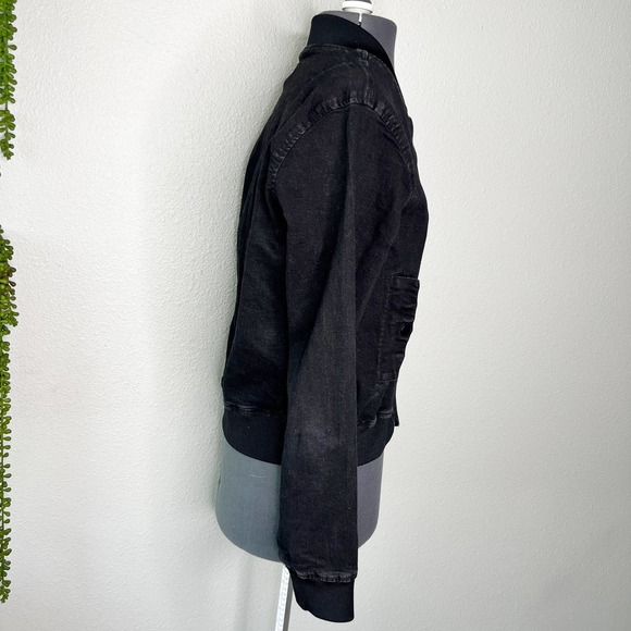 Ci Sono Black Denim Full Zip Long Sleeve Bomber Jacket Women's Size Medium M - Picture 5 of 10